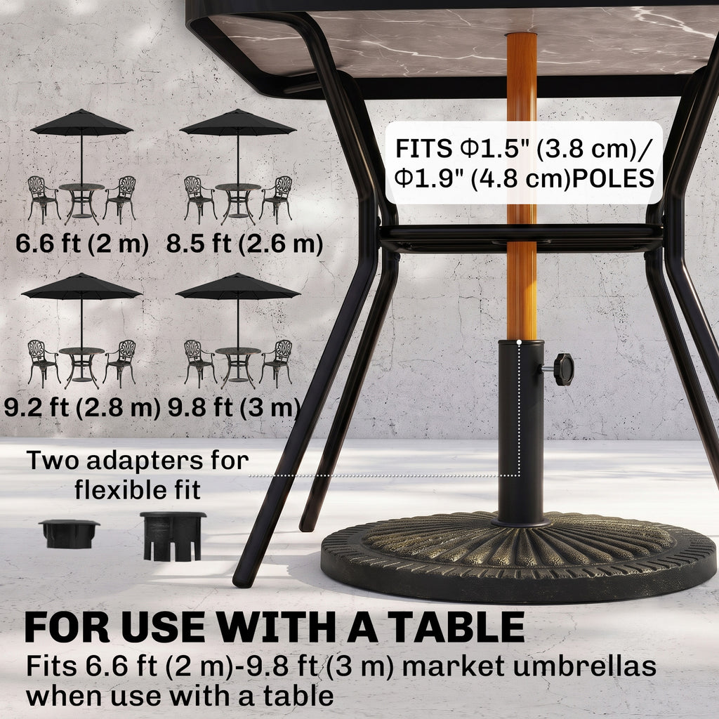 31 lbs Resin Round Market Umbrella Base Holder 19" Decorative Parasol Stand for Patio, Outdoor, Backyard, Bronze