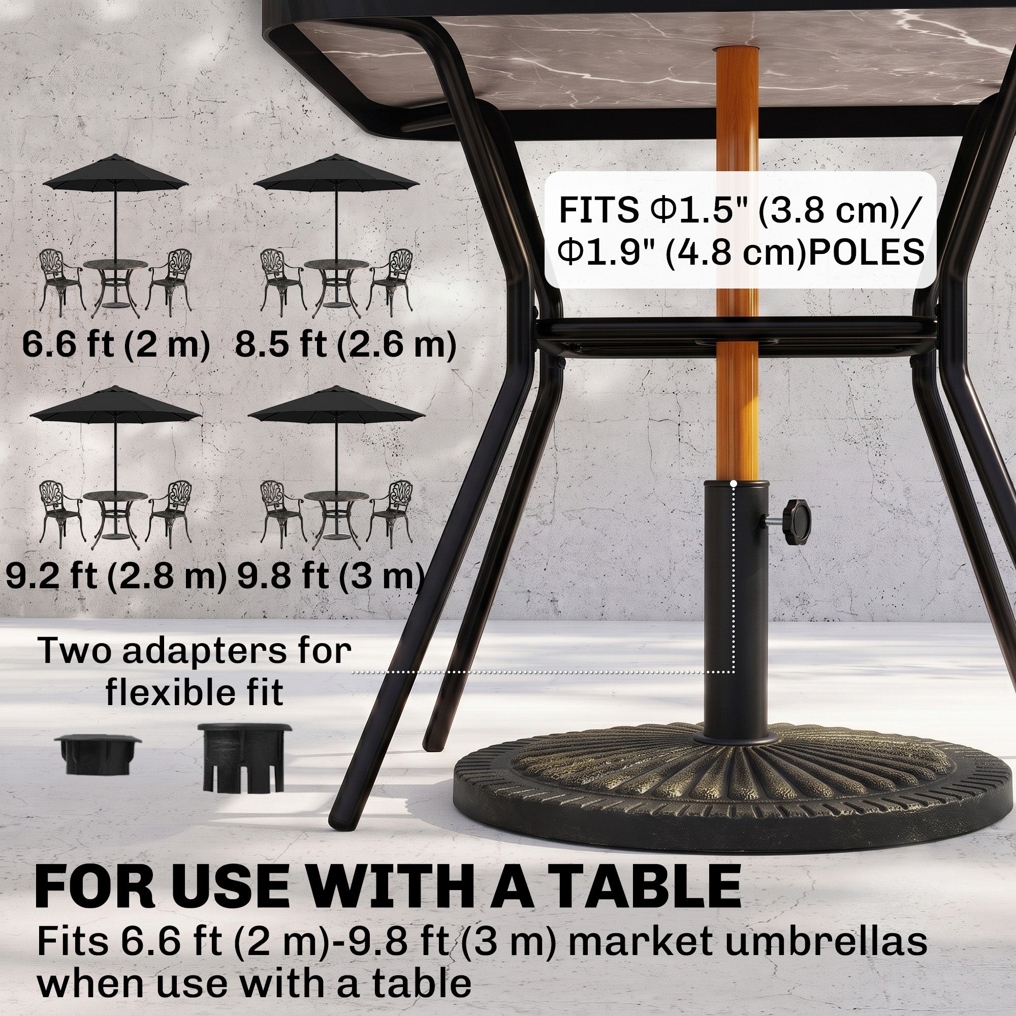 31 lbs Resin Round Market Umbrella Base Holder 19" Decorative Parasol Stand for Patio, Outdoor, Backyard, Bronze