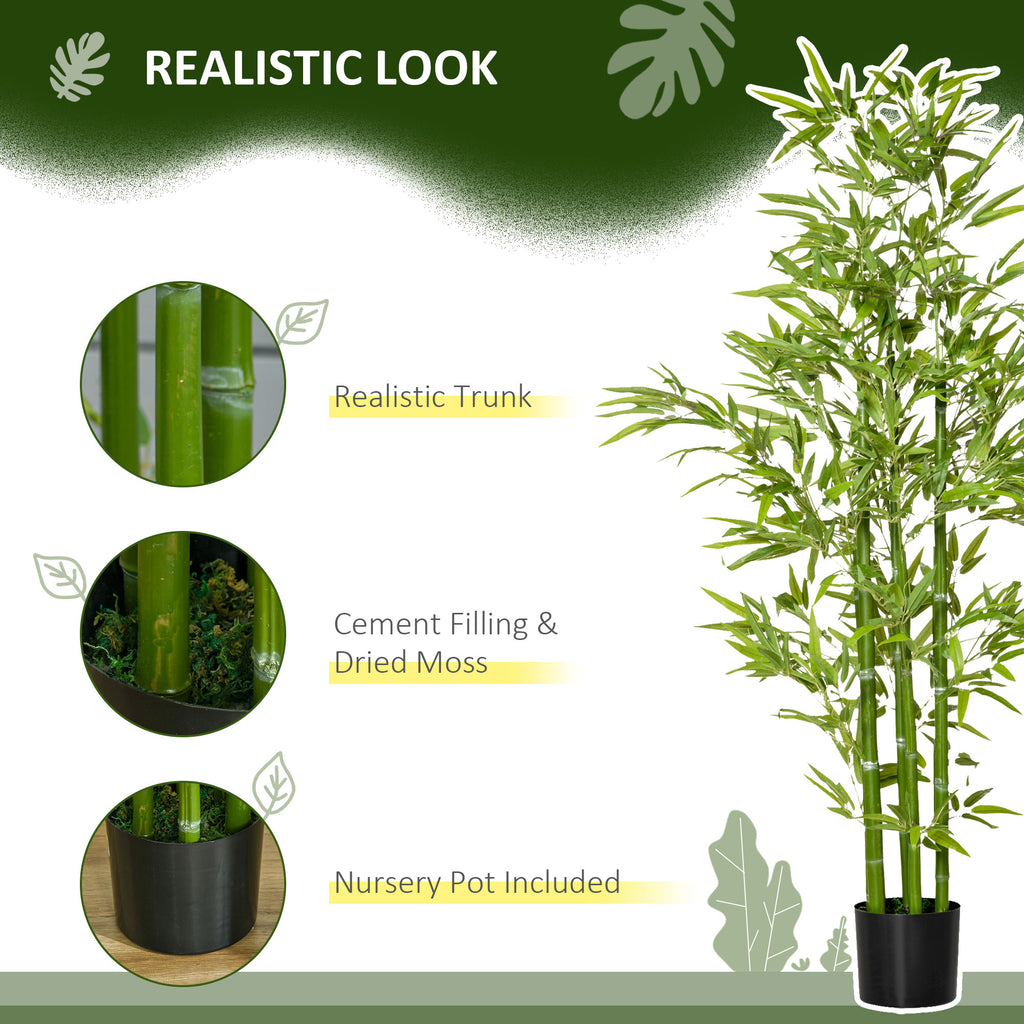 5FT Artificial Bamboo Tree Faux Decorative Plant in Nursery Pot for Indoor DÃ©cor