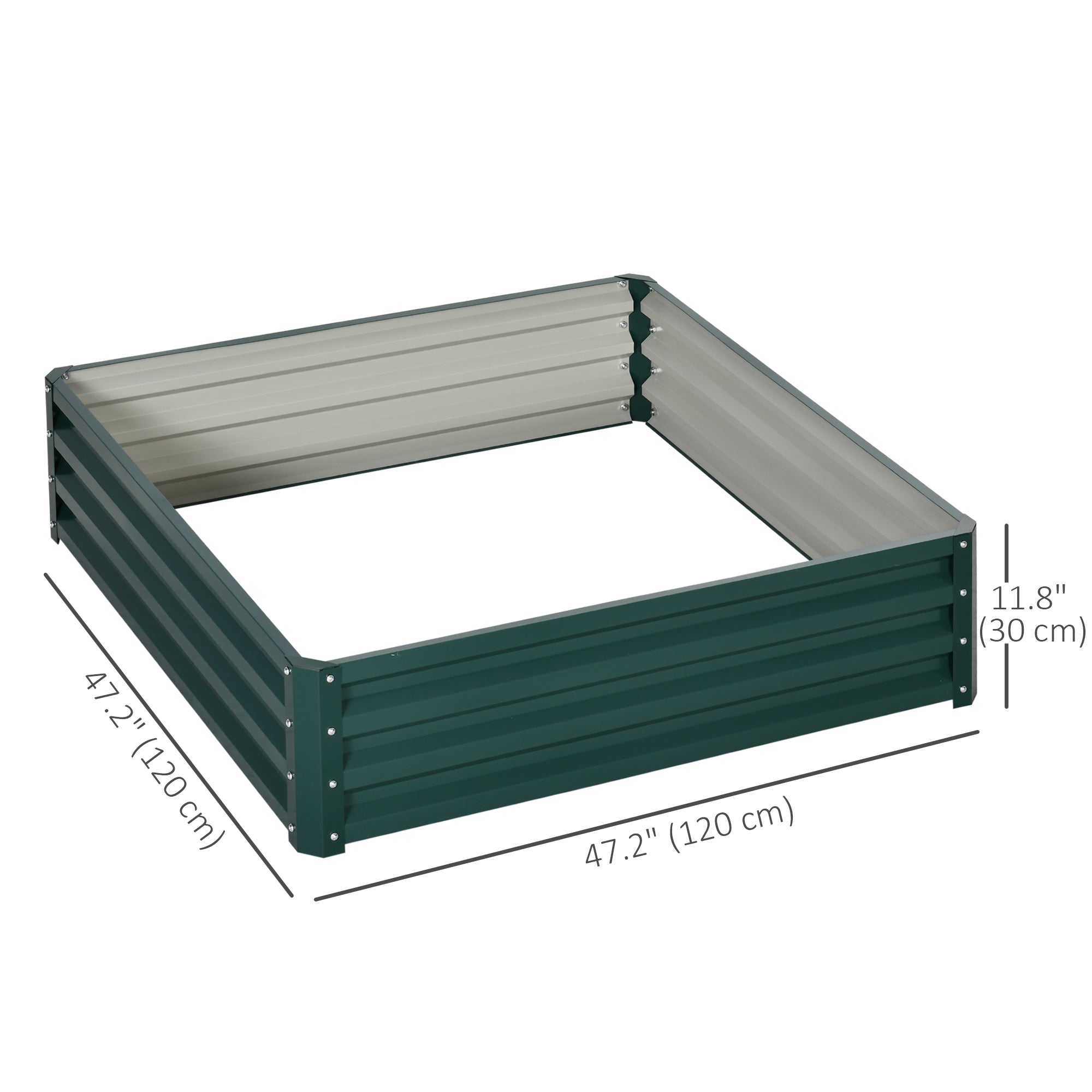 4' x 4' x 1' Raised Garden Bed Galvanized Steel Planter Box for Vegetables, Flowers, Herbs, Green