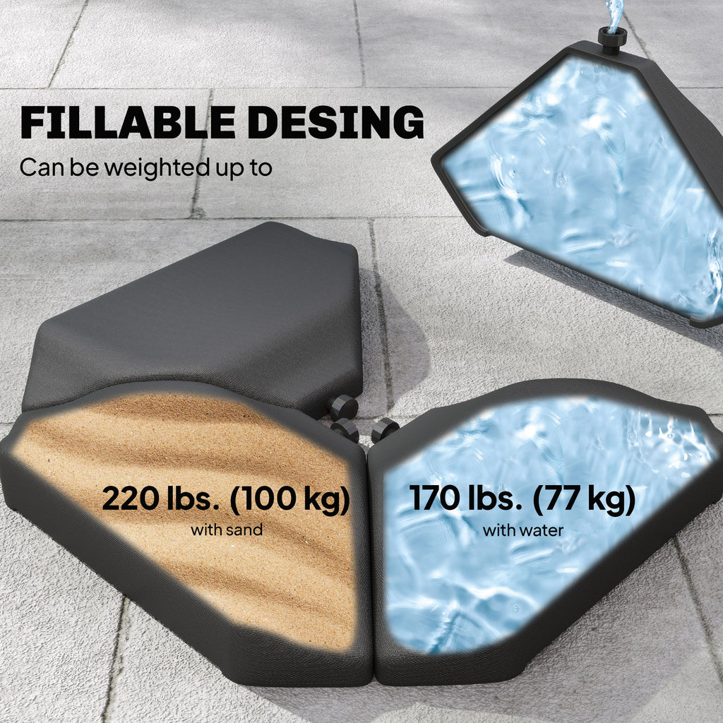 4PCs Cantilever Umbrella Base Weights for Offset Banana Parasol, HDPE Water or Sand Filled Patio Umbrella Weights