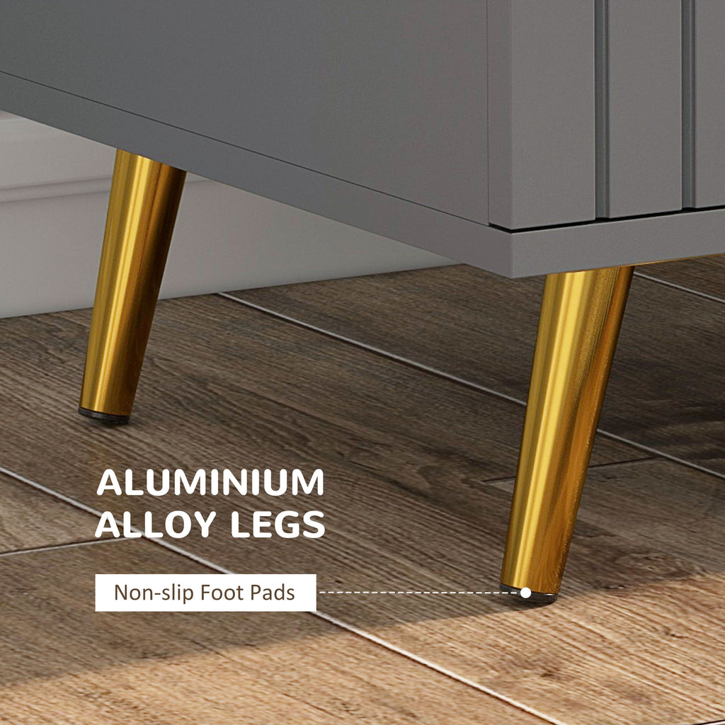 4 Drawer Cabinet, Drawer Chest for Bedroom, Chest of Drawers with Aluminium Legs and Gold Handles, Dark Grey