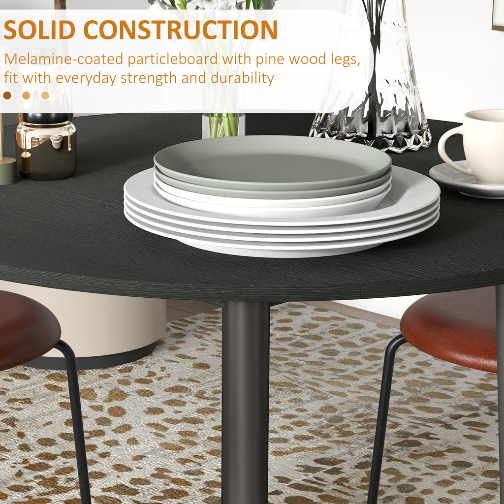 Folding Dining Table, Round Drop Leaf Kitchen Table for Small Spaces with Wood Legs, Distressed Black