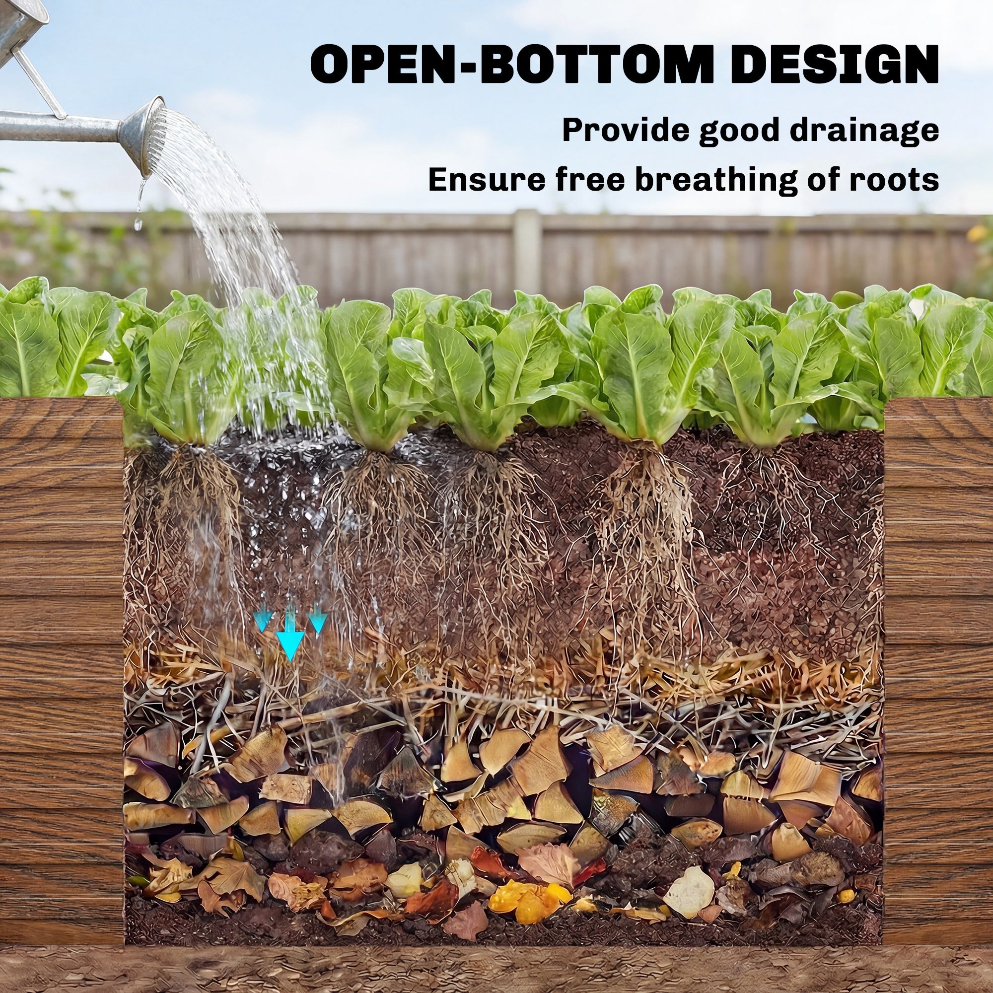 8' x 4' x 2' Raised Garden Bed, Galvanized Planter Box for Growing Flowers, Herbs and Vegetables Dark Brown Wood Effect