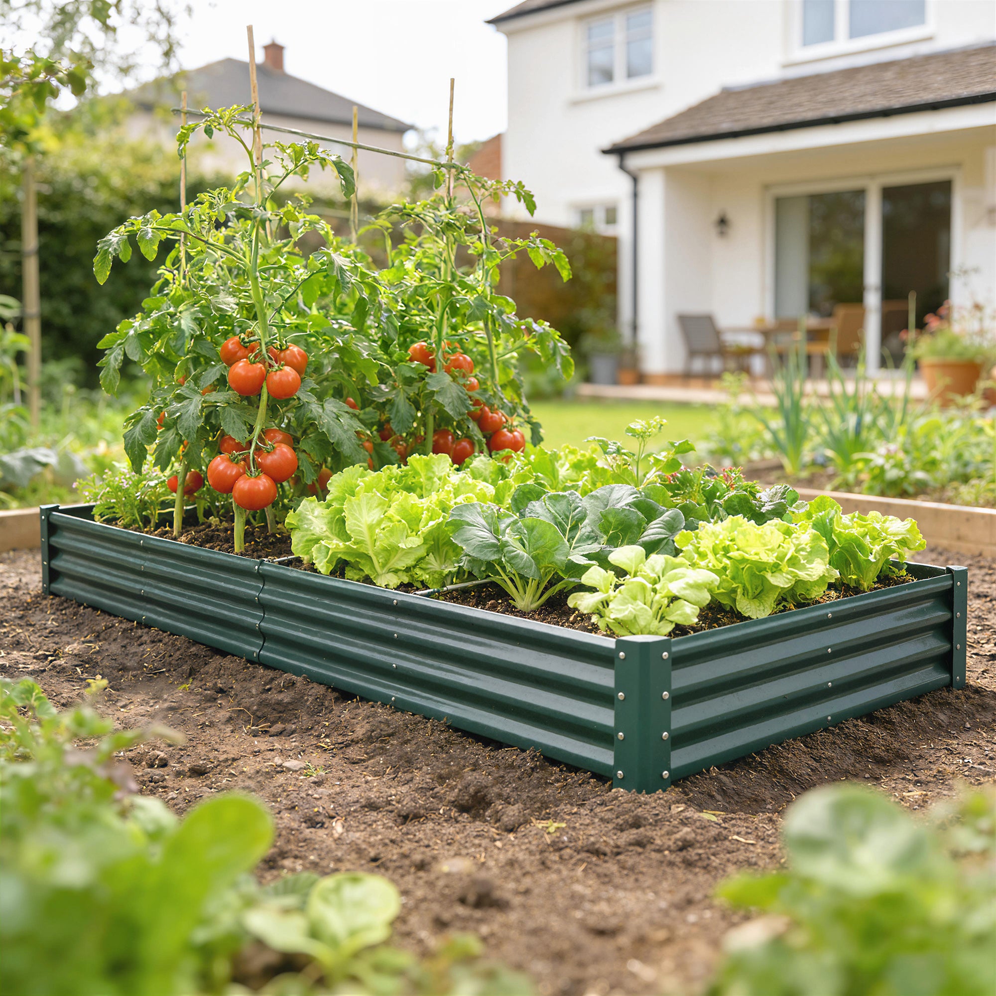 12 x 4 x 1ft Galvanized Raised Garden Bed, Reinforced Outdoor Planter Box with Open Bottom, Green