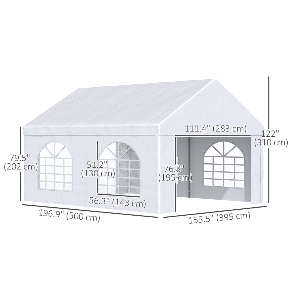 16.5' x 13' Outdoor Tents for Parties, Event Tent with Sides, 4 Windows and 2 Doors, White