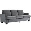 3 Seater Sofa with USB Ports & Cup Holders, Chenille-Feel Upholstered Couch for Living Room, Grey