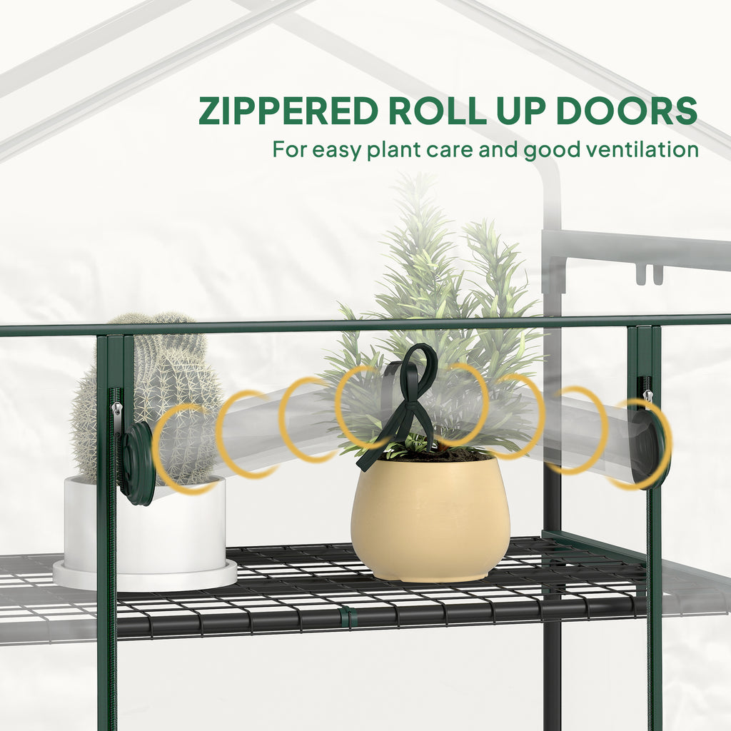 5 Tier Mini Greenhouse, Portable Outdoor Flower Stand with Shelf Clips, Indoor Greenhouse with Steel Frame, Transparent, 27.25" x 19.25" x 76", Clear