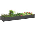 Garden Bed with 2 Planter Box and Non-woven Fabric Liner for Backyard, Patio, 96" x 24" x 10", Grey