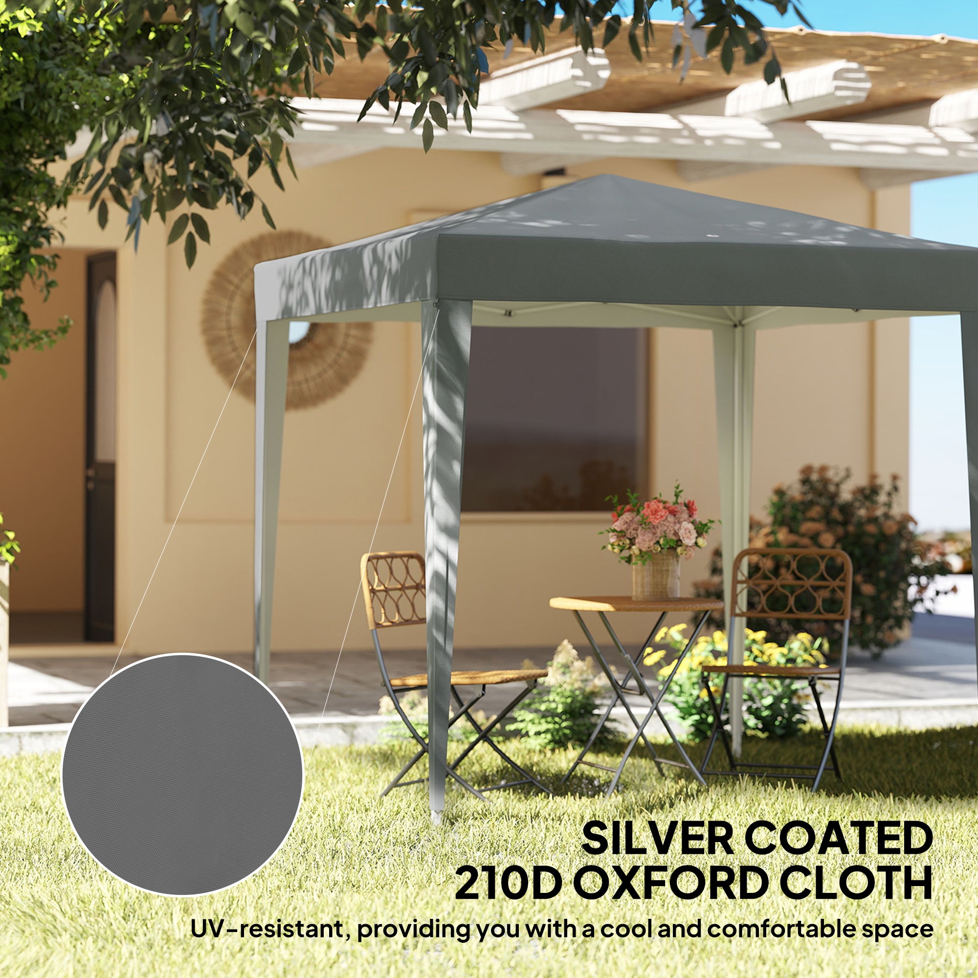 6.6'x6.6' Pop Up Canopy Tent with Sidewalls, Instant Sun Shelter Camping Gazebo with Carry Bag, Grey