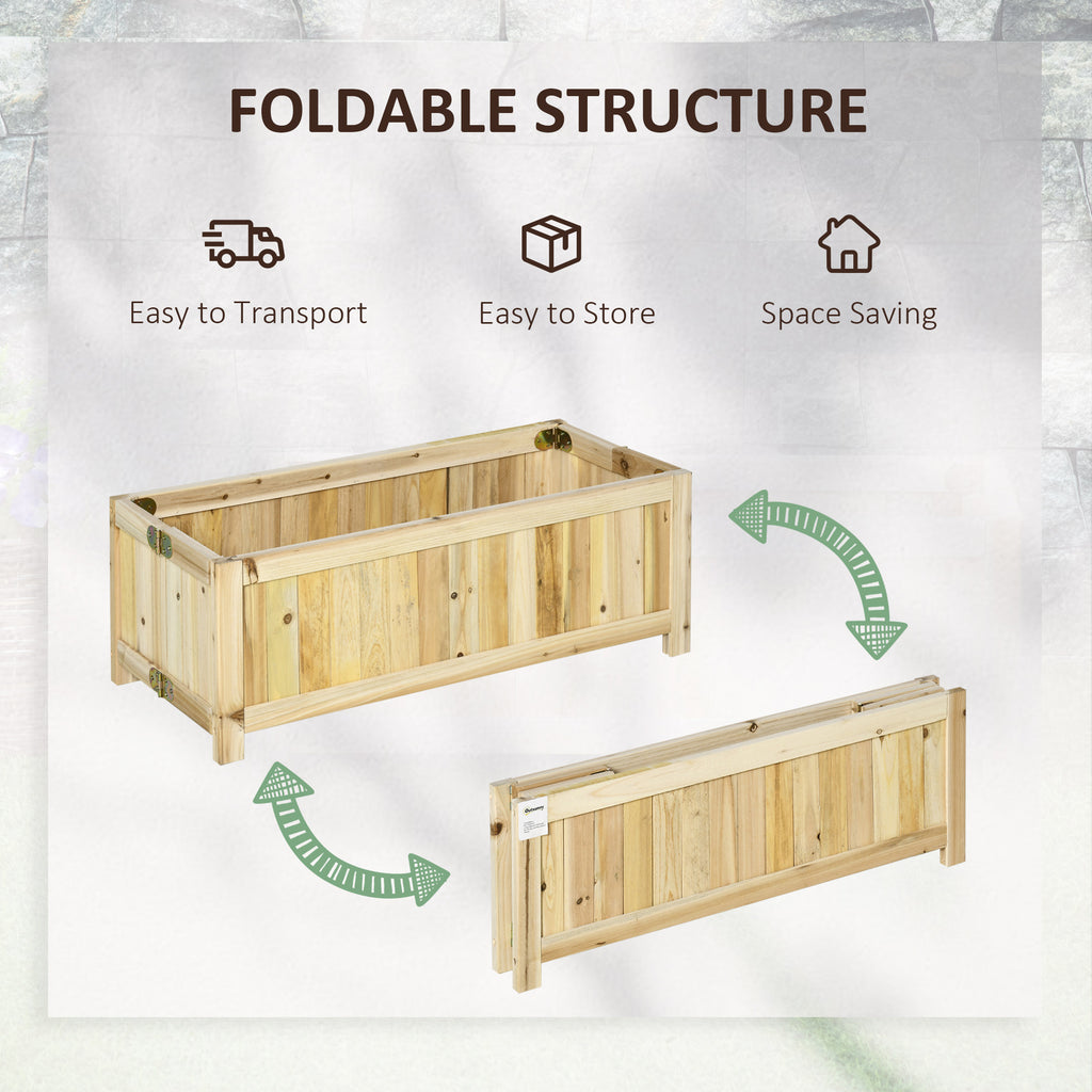 Foldable Elevated Planter Box, Wooden Raised Garden Bed for Backyard, Patio to Grow Vegetables, Herbs, Flowers, Natural