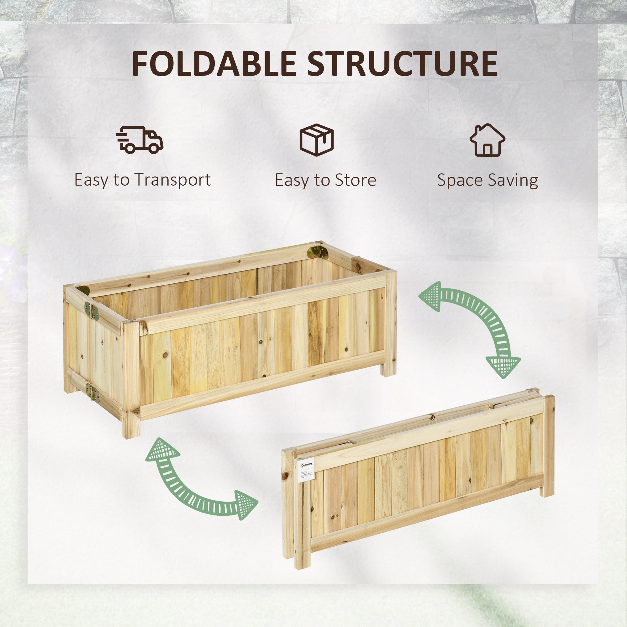 Foldable Elevated Planter Box, Wooden Raised Garden Bed for Backyard, Patio to Grow Vegetables, Herbs, Flowers, Natural