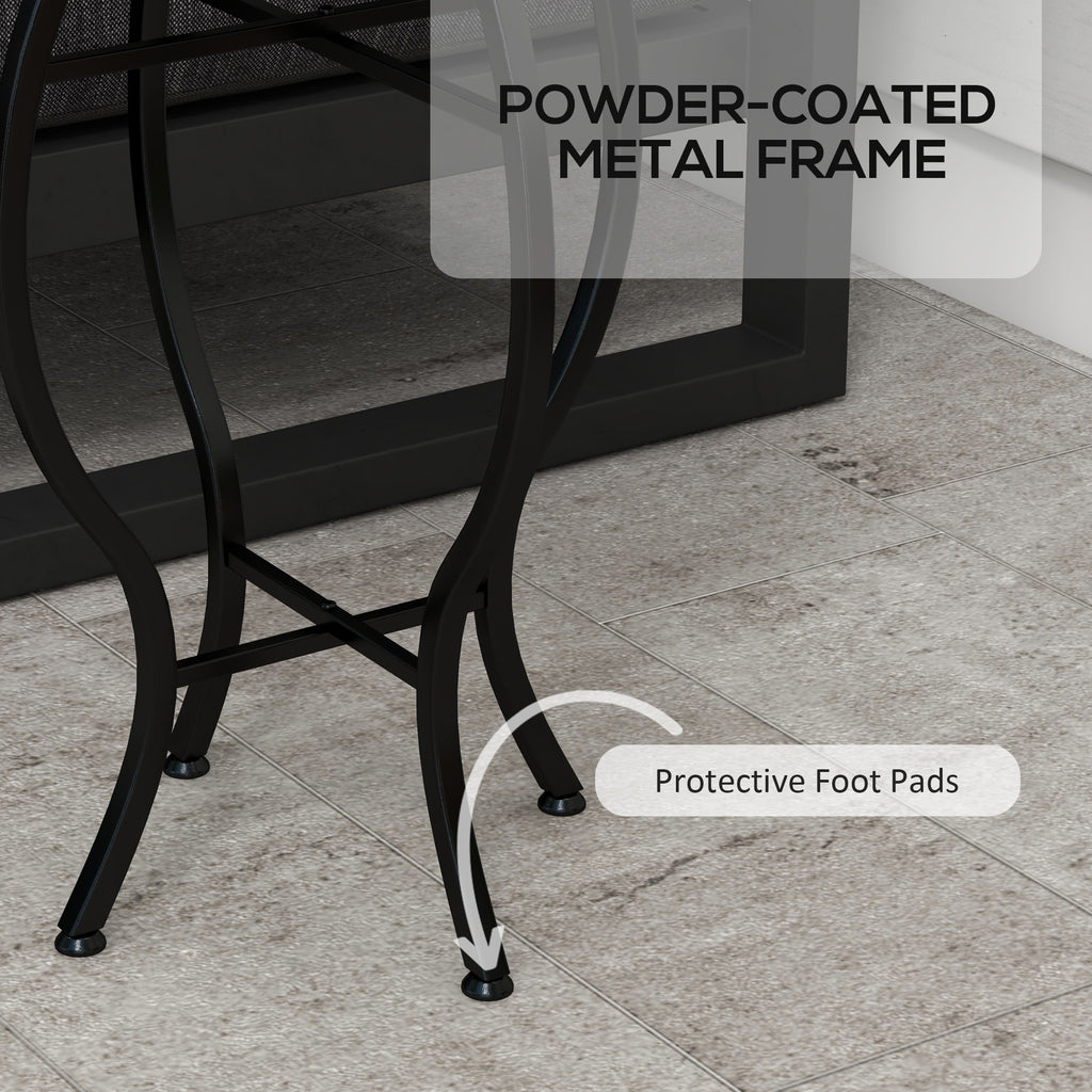 Round Outdoor Table, Patio Bistro Coffee Table with Mosaic Top and Steel Frame for Garden