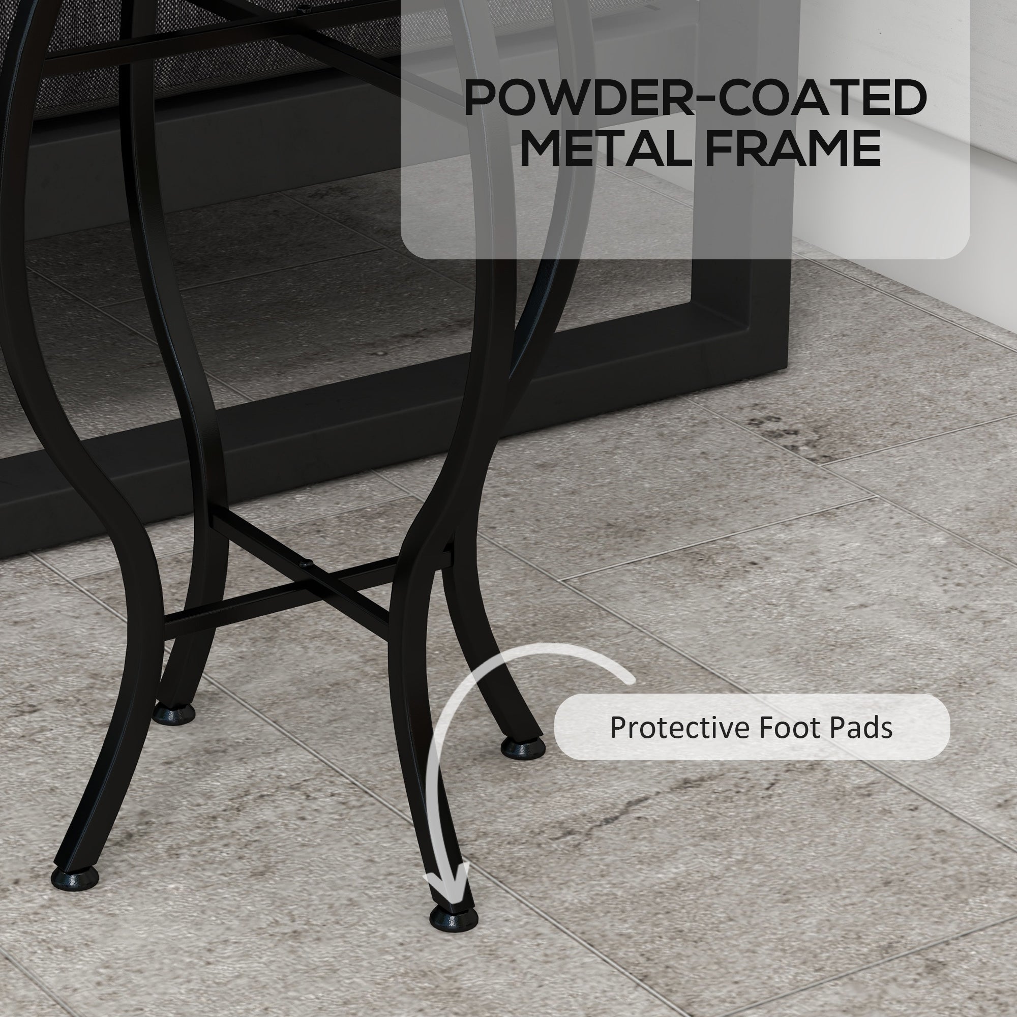 Round Outdoor Table, Patio Bistro Coffee Table with Mosaic Top and Steel Frame for Garden
