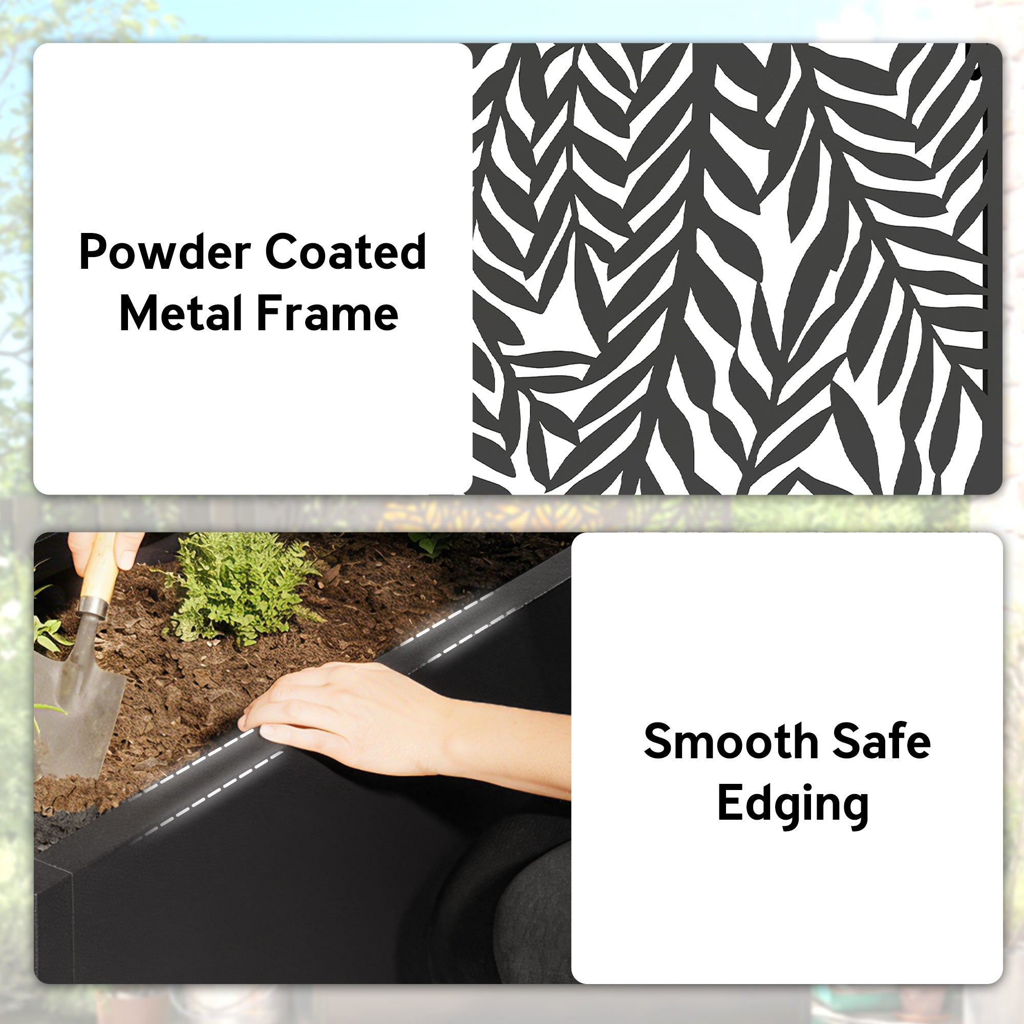 Metal Planter Box with Trellis, 44.5" Raised Garden Bed with Trellis Privacy Screen for Climbing Plants
