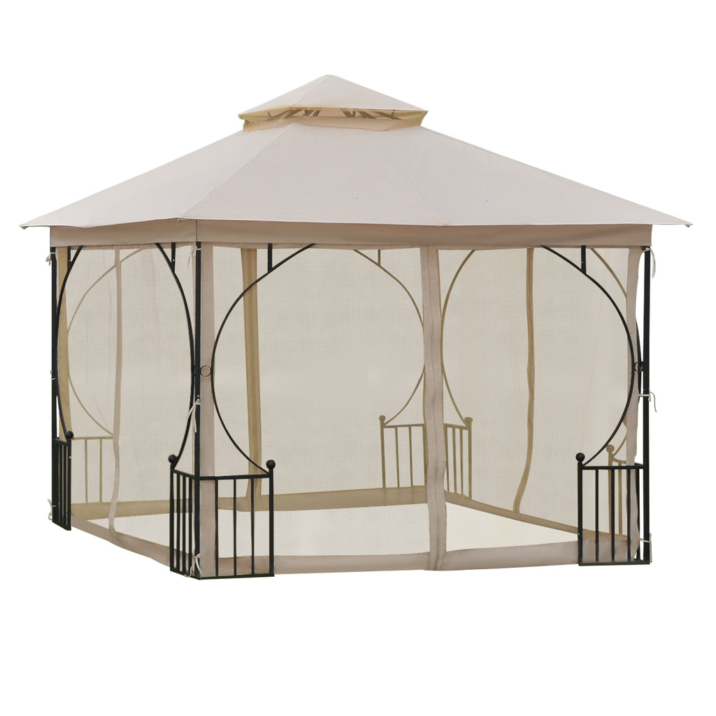 10'x10' Patio Gazebo, Outdoor Garden Canopy for Events Party Backyard with Mosquito Netting