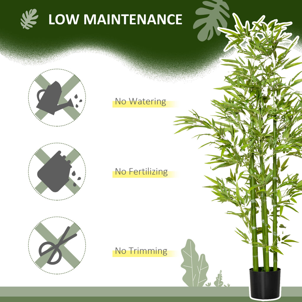 5FT Artificial Bamboo Tree Faux Decorative Plant in Nursery Pot for Indoor DÃ©cor