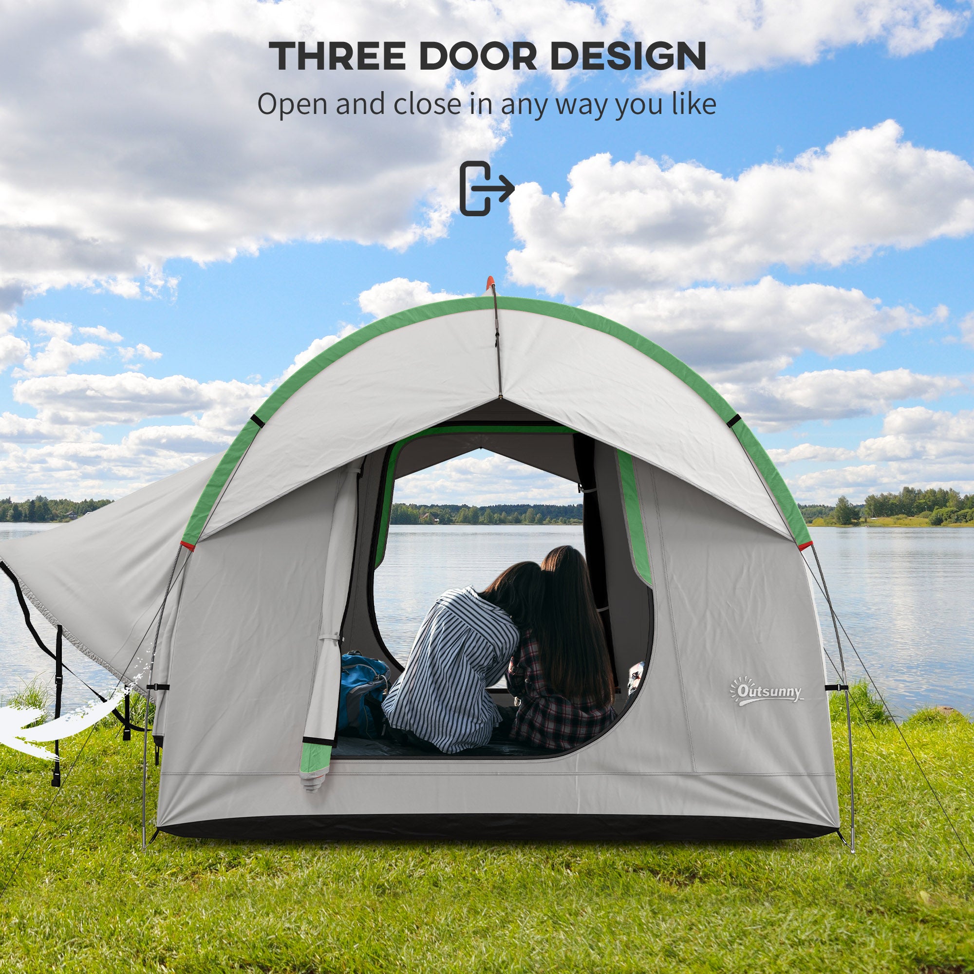 2000mm Waterproof SUV Tent, Car Tent with 3 Doors and Mesh Window, for 5-6 Person Camping Travel, Grey and Green