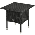 20" Patio Wicker Coffee Table, Outdoor Coffee Table with Plastic Board Underneath the Woven Tabletop for Patio, Garden, Balcony, Black