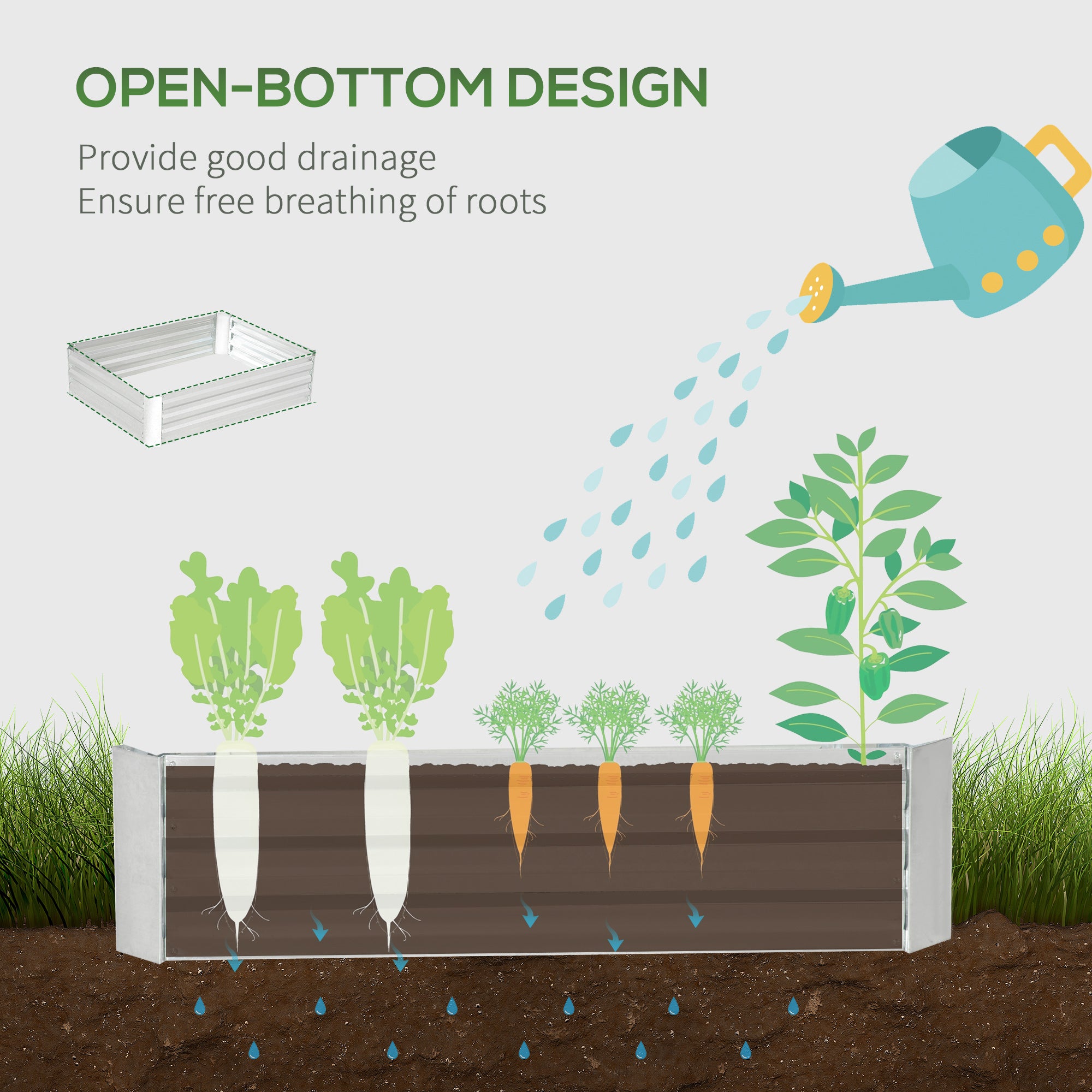 Galvanized Raised Garden Bed, 4' x 3' x 1' Outdoor Metal Planter Box, Raised Bed for Growing Flowers and Herbs