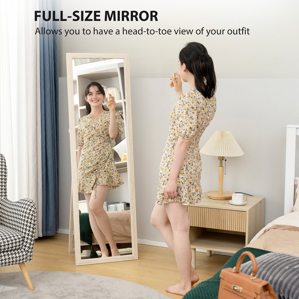 64" x 21" Full Length Mirror, Standing, Wall-Mounted or Leaning Against Wall, for Bedroom, Living Room, White