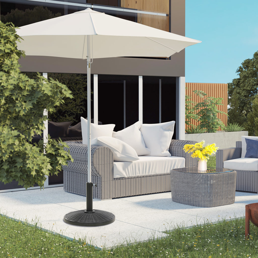 25 lbs Market Umbrella Base Holder 17.5" Round Parasol Stand with Rattan Design for Patio, Outdoor, Backyard, Black