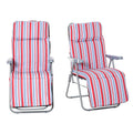 Set of 2 Garden Sun Lounger, Outdoor Reclining Seat Cushioned Seat, Foldable Adjustable Recliner, Grey and Red