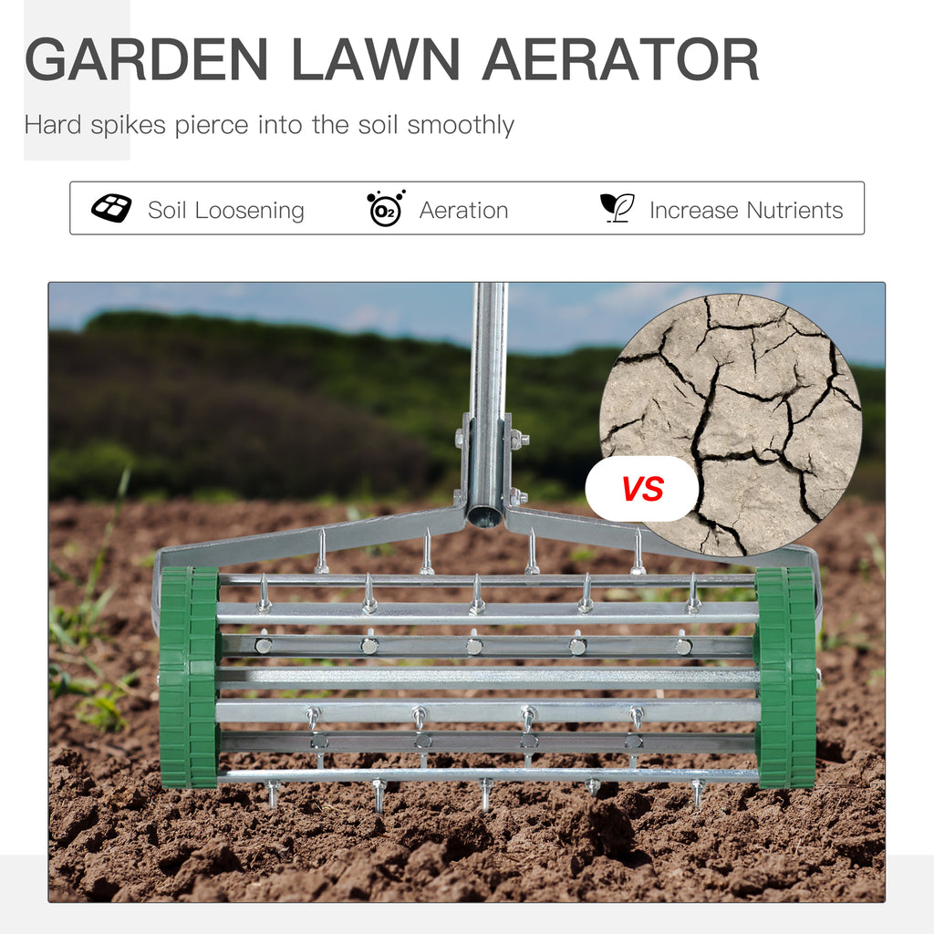 Manual Lawn Aerator with Adjustable Handle, Lawn Aerator Machine, Grass Aerator for Lawn, Yard, Garden