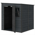 Outdoor Storage Shed with Lockable Door, Garden Shed with Vents and Windows for Backyard, Dark Grey