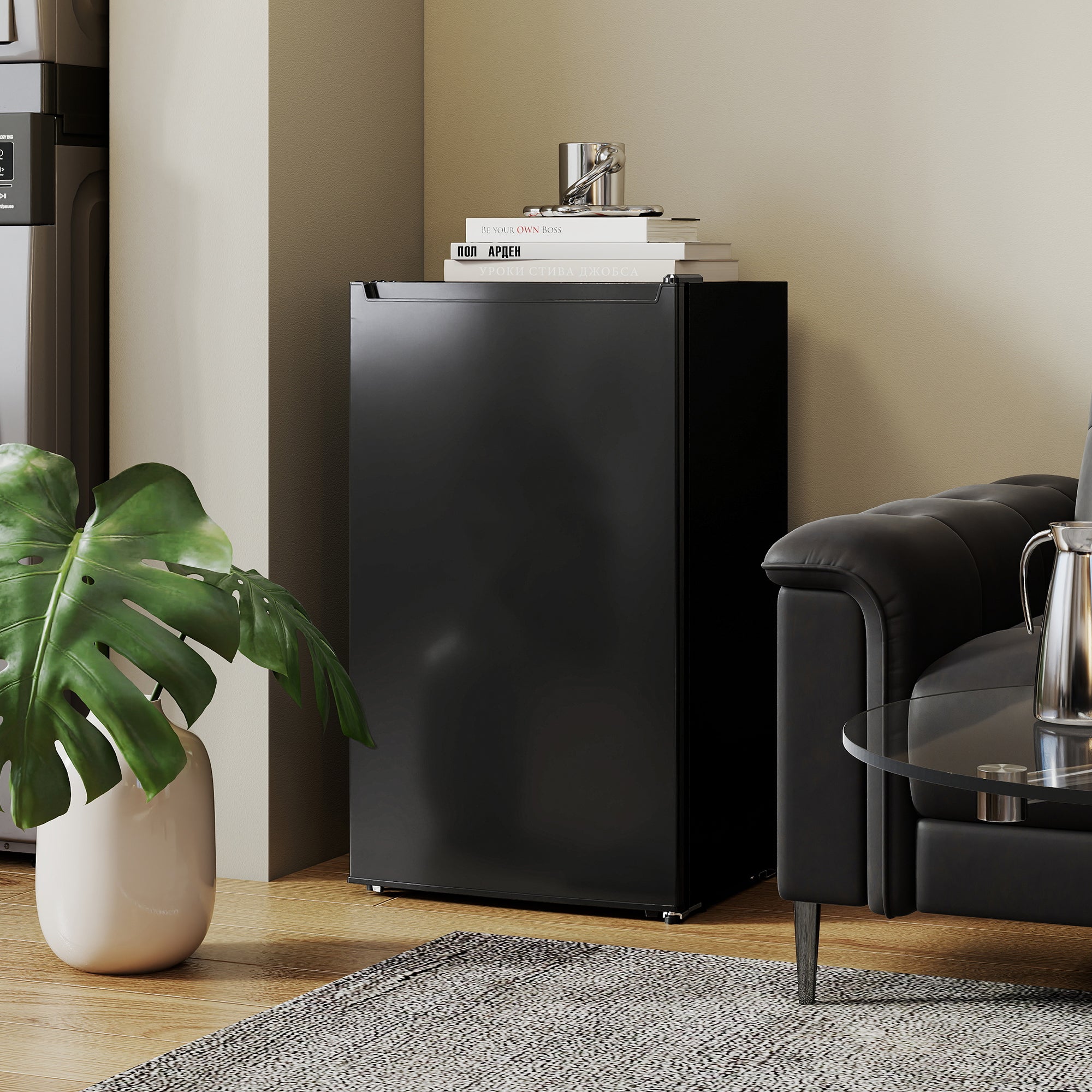 2.1 Cu. Ft. Mini Freezer, Compact Upright Freezer with Reversible Door, Removable Shelf, Adjustable Temperature, Black