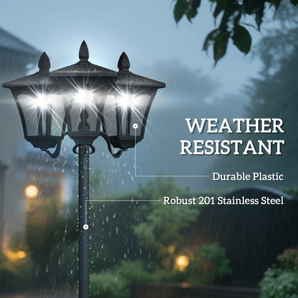 Outdoor Solar Lamp Post, Vintage Style, Dimmable, Waterproof, for Garden Lawn Pathway Walkway, Black