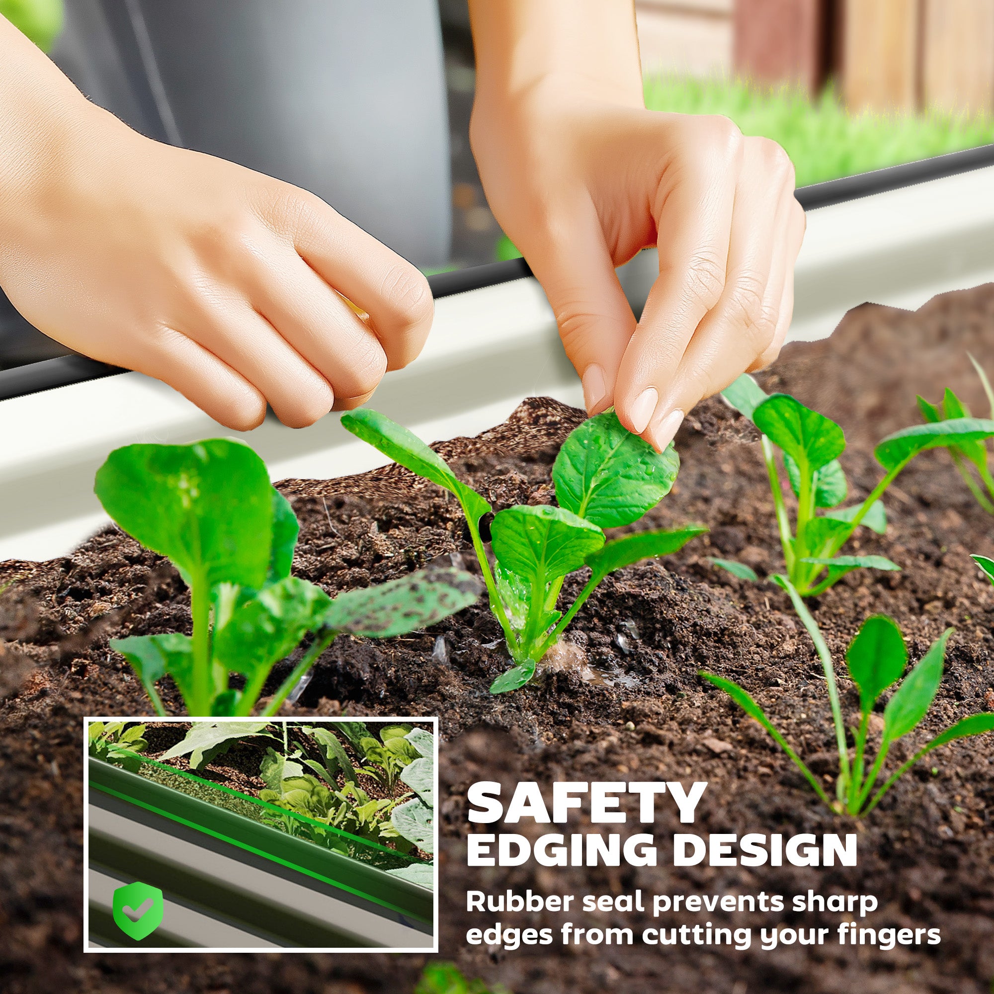6 x 3 x 1ft Galvanized Raised Garden Bed Kit, Metal Planter Box with Safety Edging,  Black