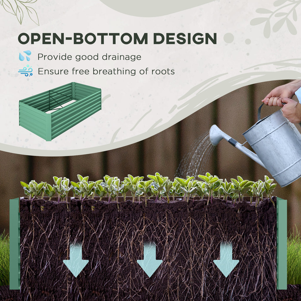 Galvanized Raised Garden Bed, Steel Outdoor Planters with Reinforced Rods, 71" x 35" x 23", Light Green