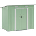 7'x 4' Metal Patio Storage Shed Garden Lockable Shed Tool Utility Storage Unit, Light Green
