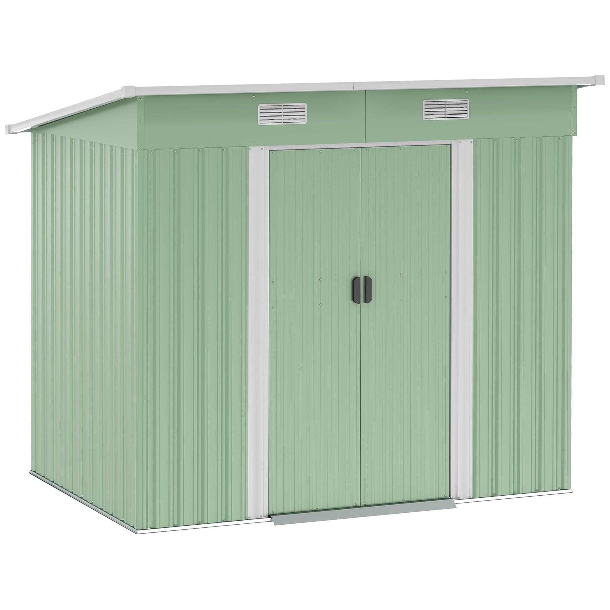 7'x 4' Metal Patio Storage Shed Garden Lockable Shed Tool Utility Storage Unit, Light Green