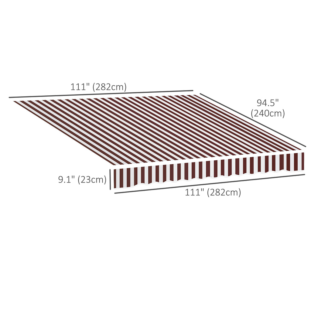 9' x 8' Outdoor Sunshade Canopy Awning Cover, Retractable Awning Fabric Replacement, UV Protection, Red and White