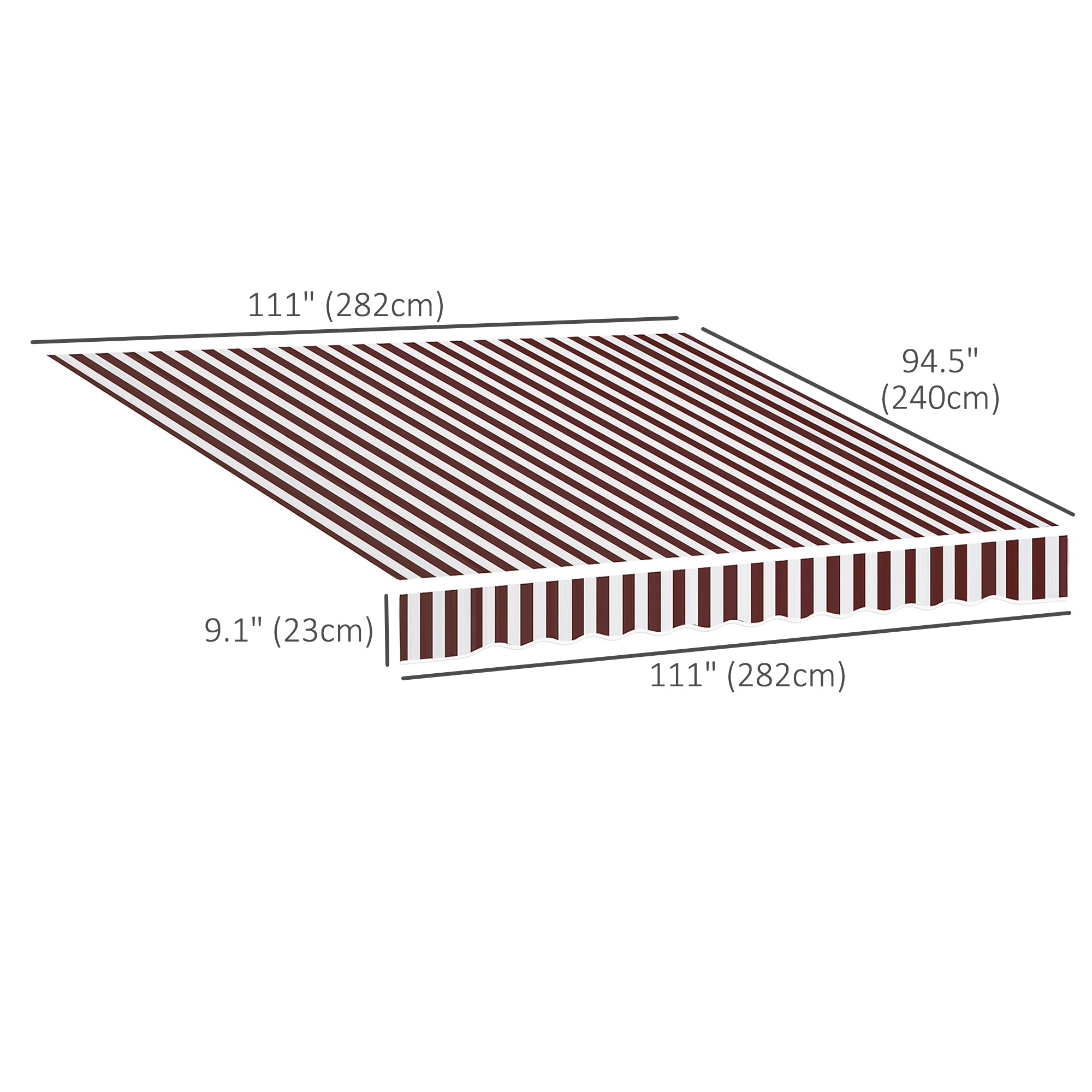 9' x 8' Outdoor Sunshade Canopy Awning Cover, Retractable Awning Fabric Replacement, UV Protection, Red and White