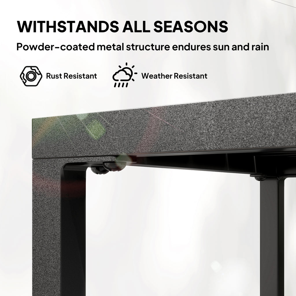 Outdoor Coffee Table 2-Tier Patio Coffee Table with Storage Shelf, Adjustable Feet for Garden Balcony Poolside Black