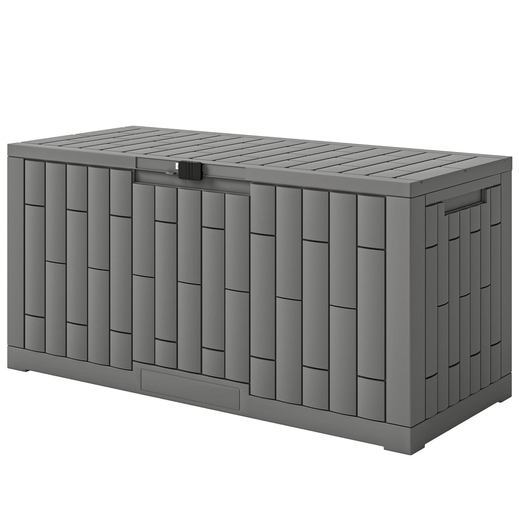 80 Gallon Resin Deck Box, Lockable Outdoor Storage Box, Splash-Resistant & UV Resistant Patio Storage Container