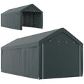 Carport, 10 x 20 ft Portable Garage with 2 Roll-Up Doors and Removable Sidewalls for Car, Truck, Boat, Dark Grey