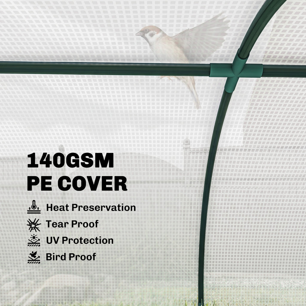 Portable Mini Greenhouse, Tunnel Growing Tent with 5 Mesh Windows and Steel Frame,7' x 3' x 2', White