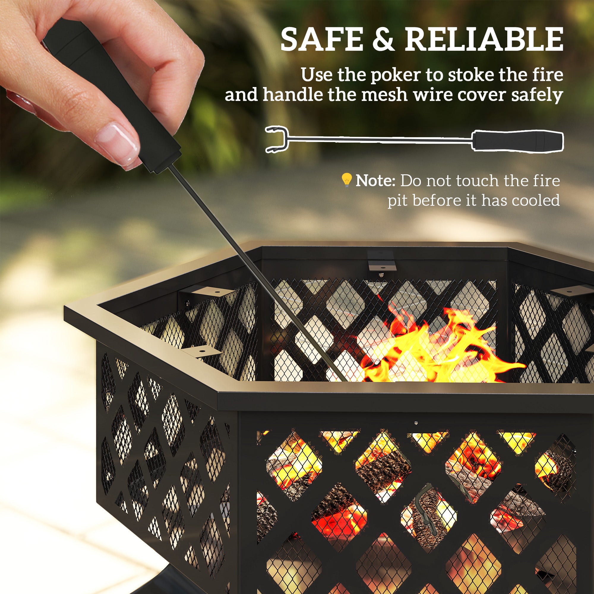 28" Outdoor Fire Pit Wood Burning Firepit with BBQ Grill, Spark Screen, Poker for Patio Backyard Camping Picnic Bonfire