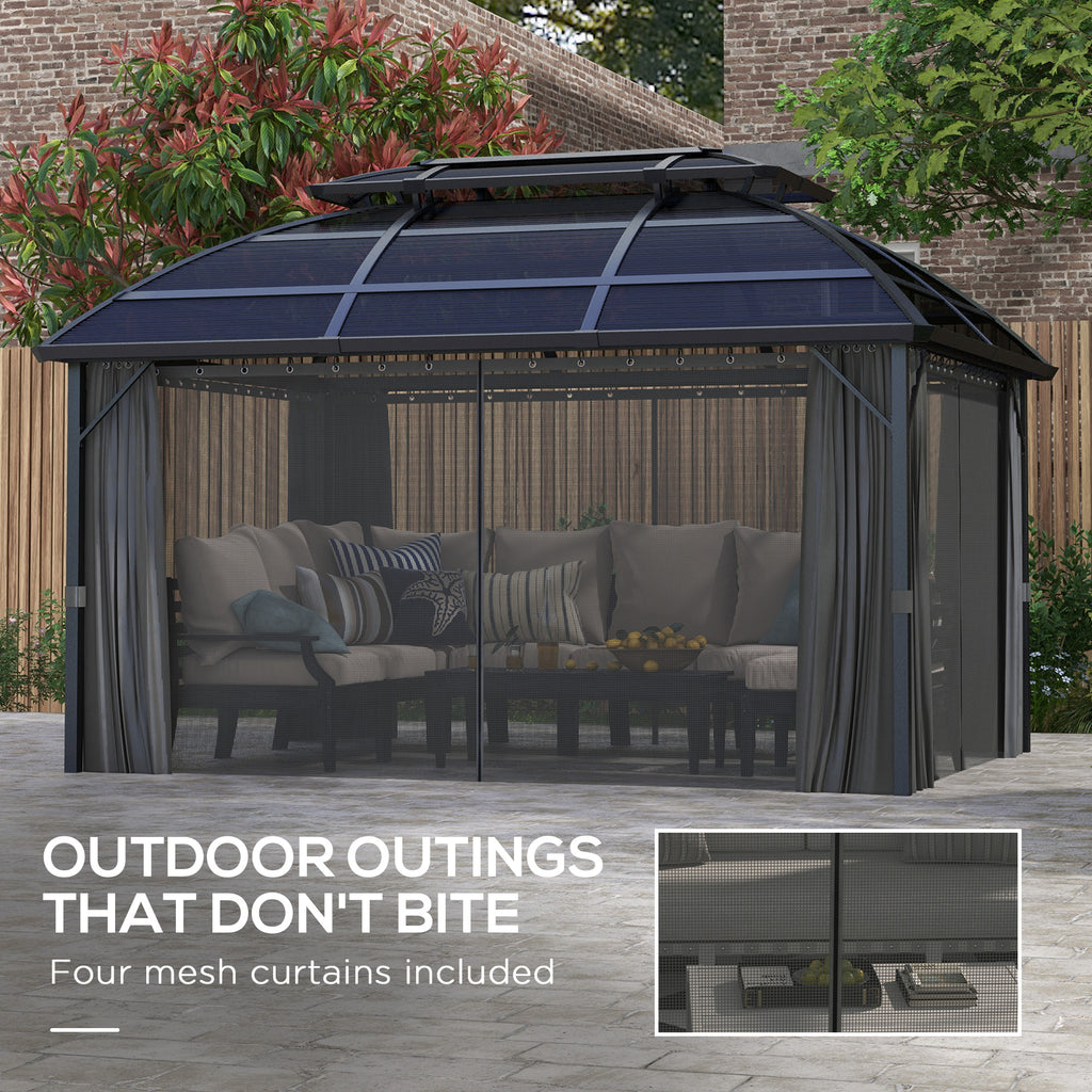 13' x 10' Patio Gazebo, Double Roof Outdoor Gazebo Canopy Shelter with Curtains and Aluminium Frame for Garden, Black