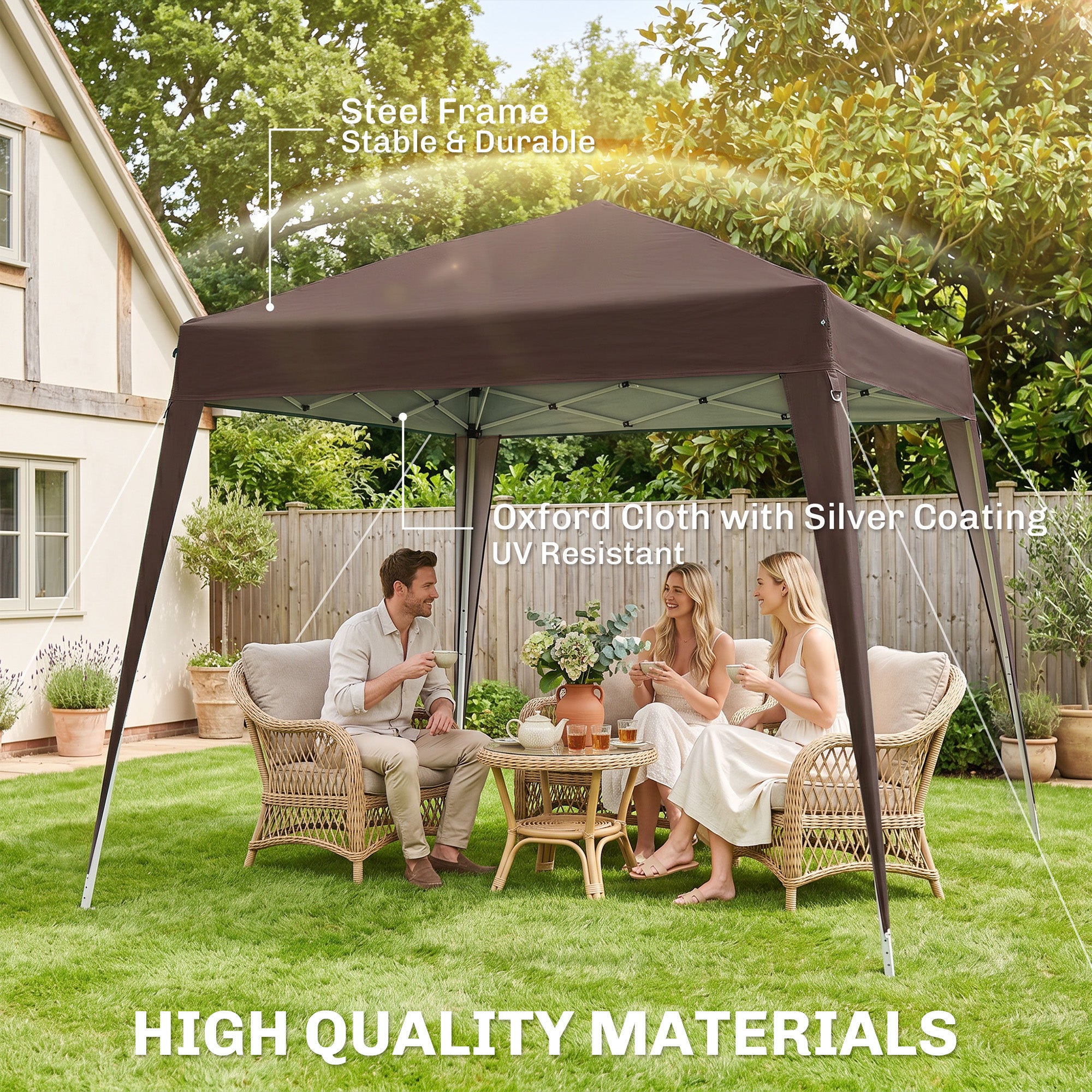 8' x 8' Pop Up Canopy, Outdoor Folding Tent, Portable Party Tent with Carrying Bag for Camping, Party, Picnic, Coffee