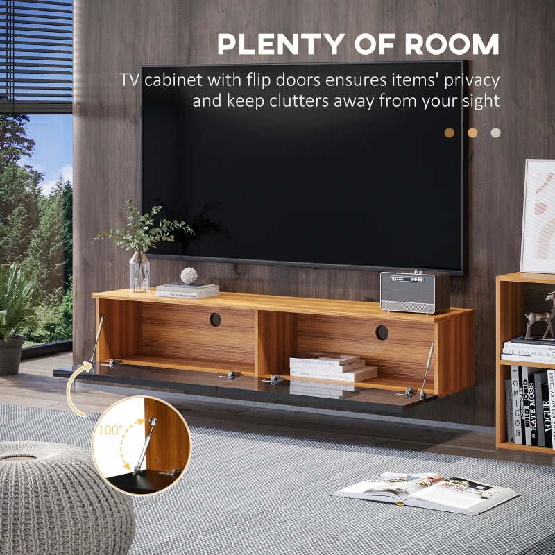 Black Floating TV Stand with Storage for 70 Inch TVs, Modern Wall Mounted Entertainment Center