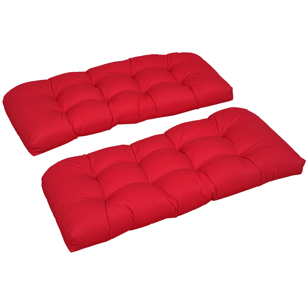 Set of 2 Patio Bench Replacement Cushions, 2 Seater Outdoor Loveseat Cushion Seat Pad, 43" x 19" x 3", Wine Red