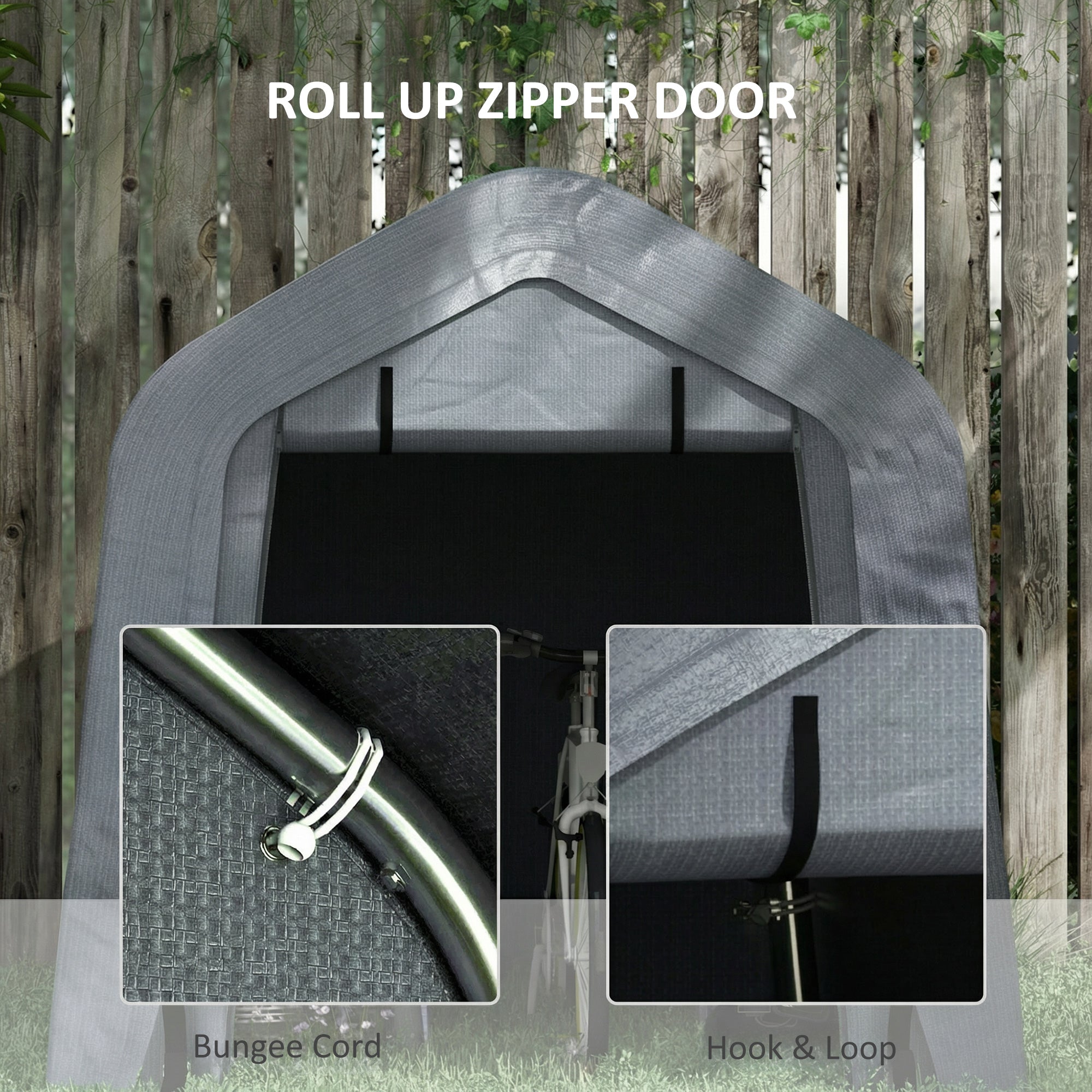 8' x 6' Carport with Sidewalls and Roll-up Door, Outdoor Storage Shelter for Motorcycle and Car, Dark Grey