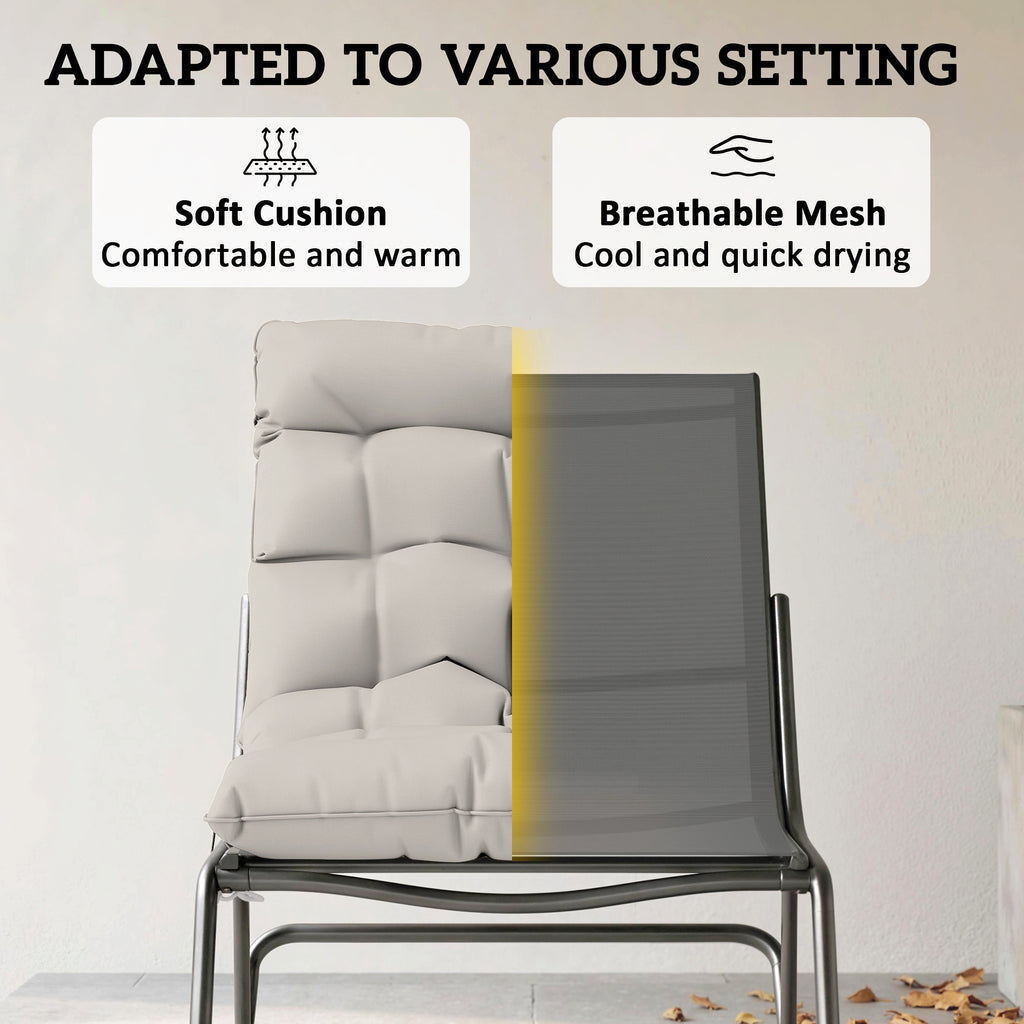 Outdoor Rocking Chair, Oversized Rocking Patio Chair with 25" Extra Wide Mesh Seat and Cushion, Khaki