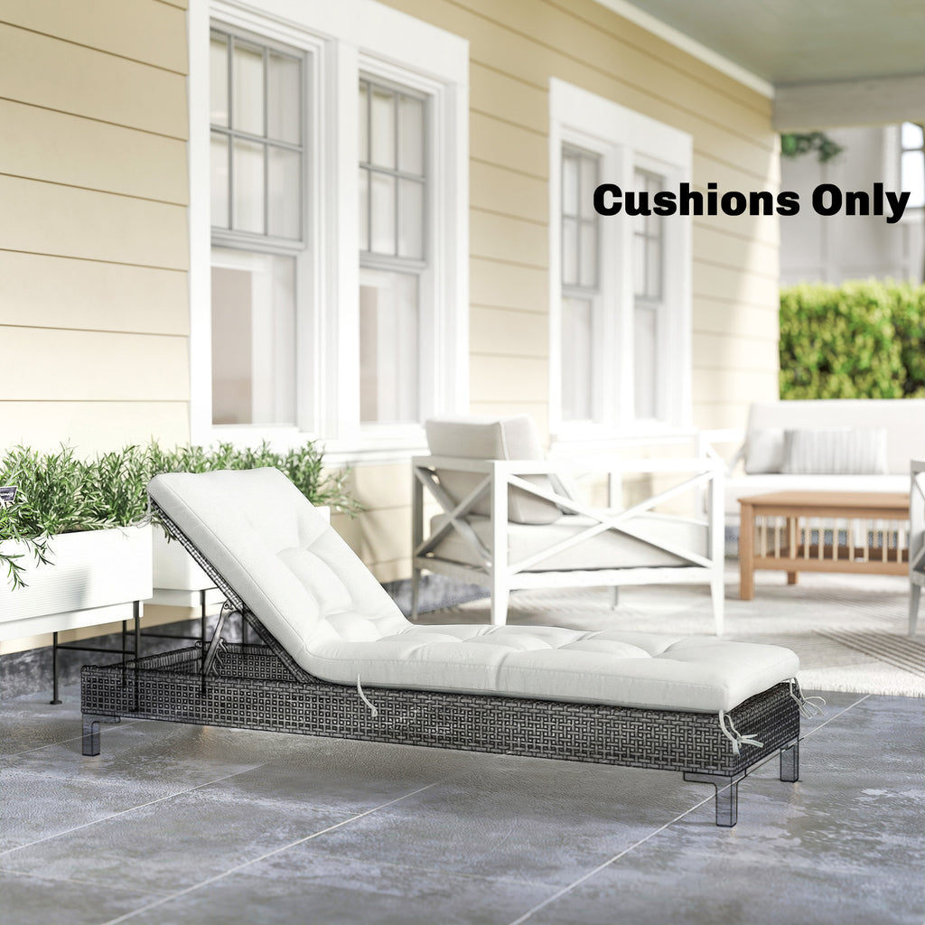 Patio Lounge Chair Cushion, UV50+ Chaise Lounge Chair Cushion with Securing Straps for Patio, 78 x 25.6 inch, Cream White
