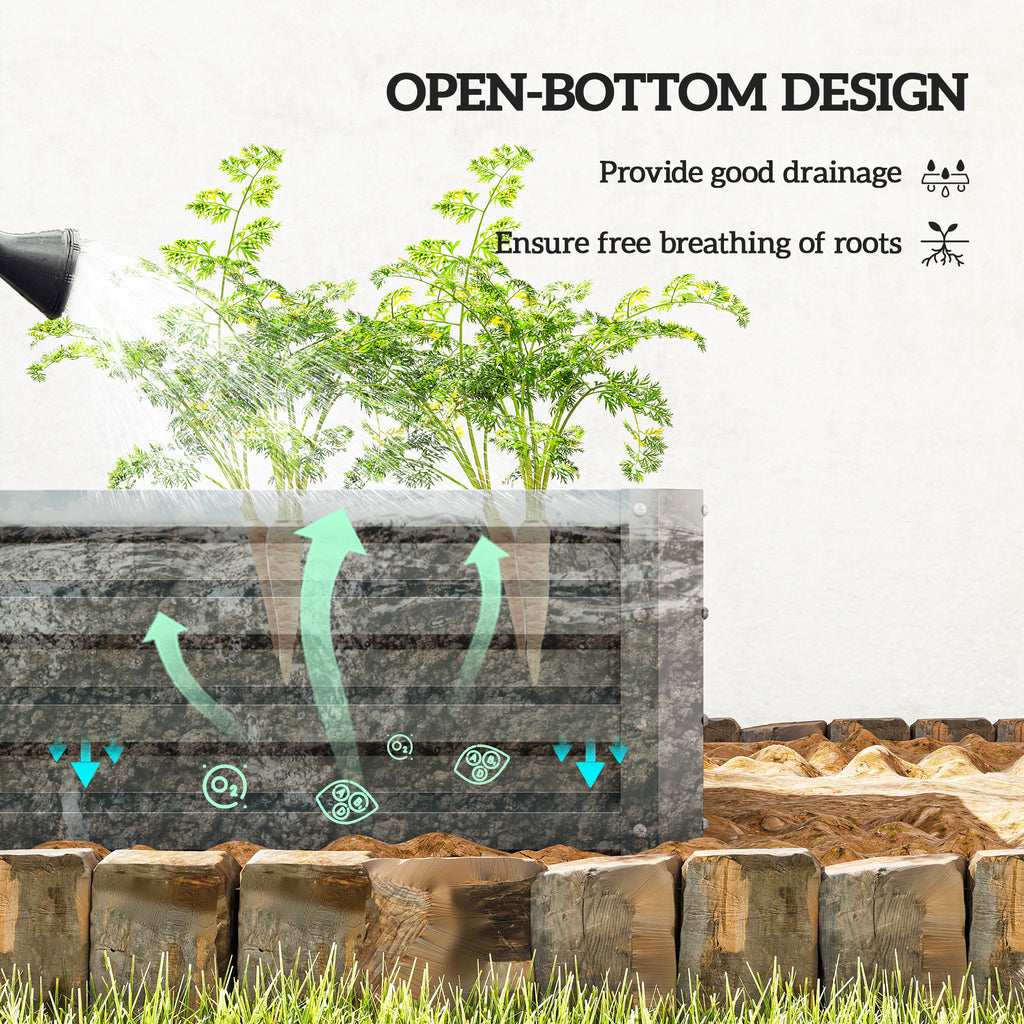 Galvanized Raised Garden Beds, Outdoor Planter Box, Set of 2, for Flowers, Herbs and Vegetables, Dark Grey